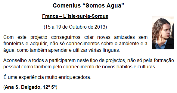 Comenius - Texo da Ana sobra a viagem a França