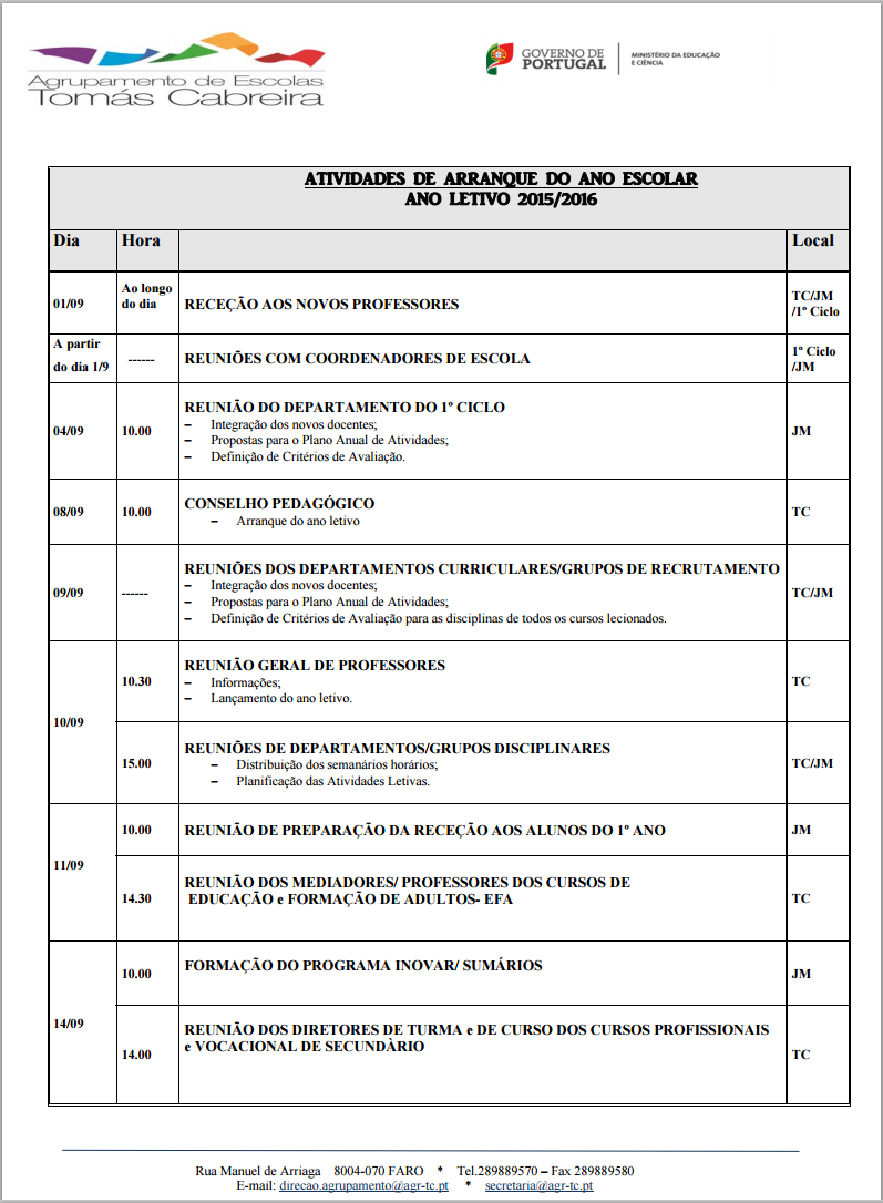 Cronograma 2015/2016