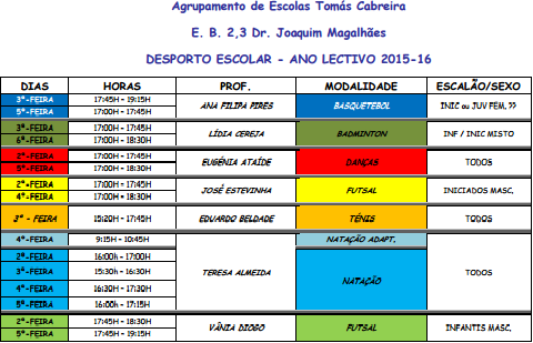 Desporto 15/16 - Calendário JM